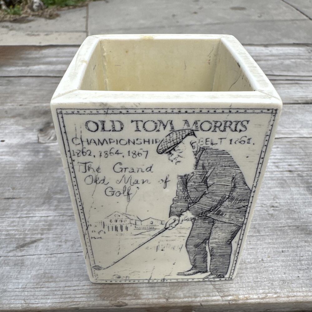 Vintage Golf Champions Square Resin Pencil Holder Willie Park SR. Tom Morris